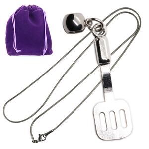 Mini Spatula Pendant Necklace for Kitchen Lovers, Silver Tone Jewelry Gift